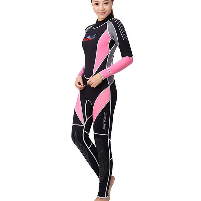  Dive&Sail Women's Full Wetsuit 3mm Nylon Neoprene Diving Suit Thermal Warm Waterproof UV Sun Protection Long Sleeve Back Zip Knee Pads - Swimming Diving Surfing Patchwork / Breathable / Quick Dry
