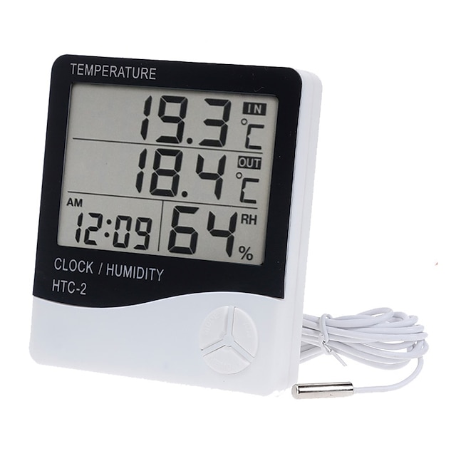  מד טמפרטורה דיגיטלי LCD מד לחות בית מקורה חיצוני מדחום מדחום מדחום מדחום תחנת מזג אוויר עם שעון