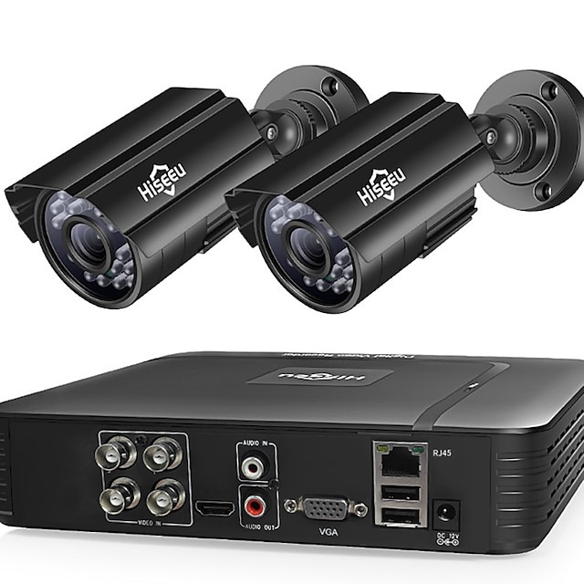  Hiseeu® HD 4CH 1080N 5in1 AHD DVR Kit CCTV System 2pcs 1080P AHD Waterproof IR Camera P2P Security Surveillance Set