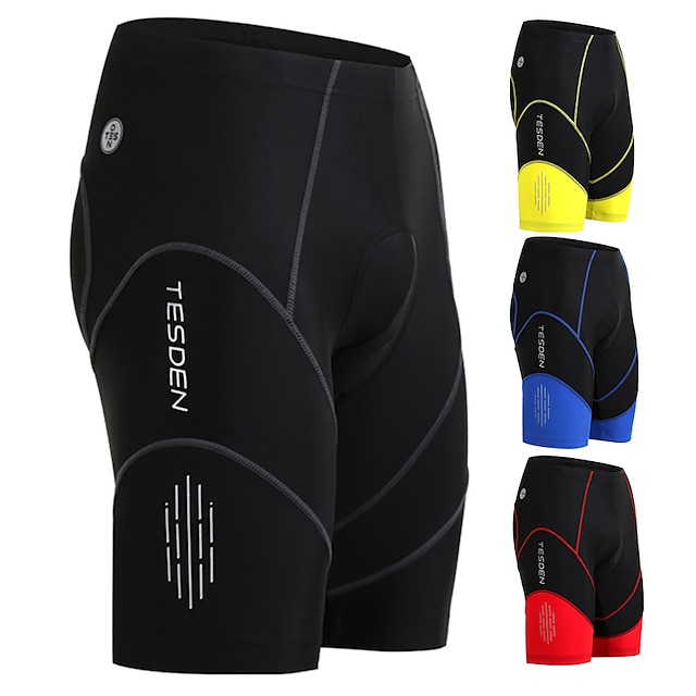  TESDEN Men's Cycling Padded Shorts Black Yellow Red Solid Color Bike Shorts Quick Dry Sports Solid Color Mountain Bike MTB Road Bike Cycling Clothing Apparel / Advanced / High Elasticity