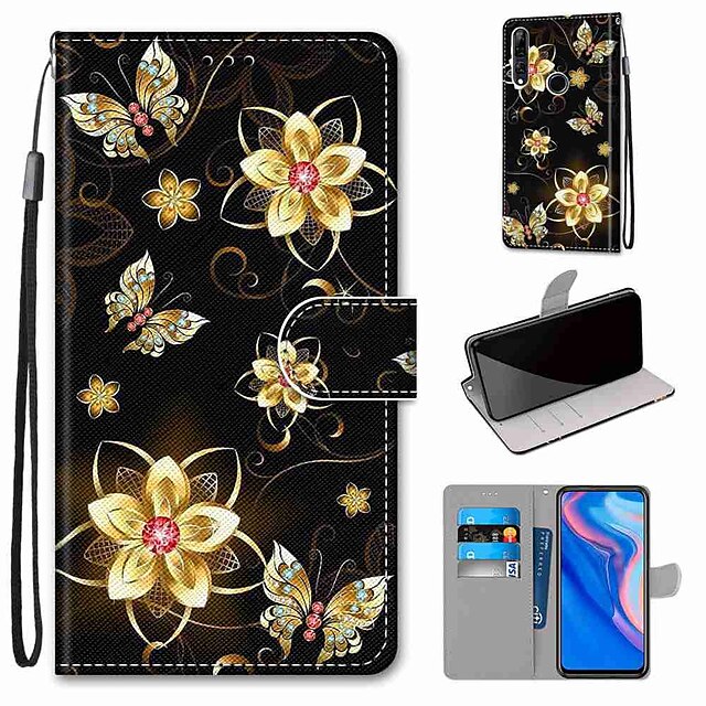  Case For Huawei P40 Huawei P40 Pro Huawei P40 lite E Wallet Card Holder with Stand Full Body Cases Golden Butterfly PU Leather TPU for Huawei Mate 30 Lite Honor 10 Lite Honor 9A
