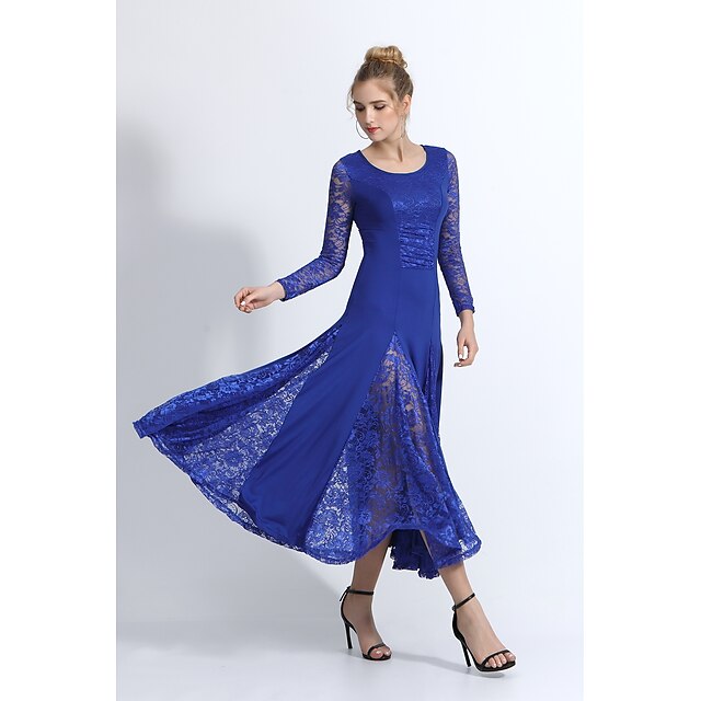 Women's Dancewear Ballroom Dance Dress Splicing Women's Performance Training Long Sleeve