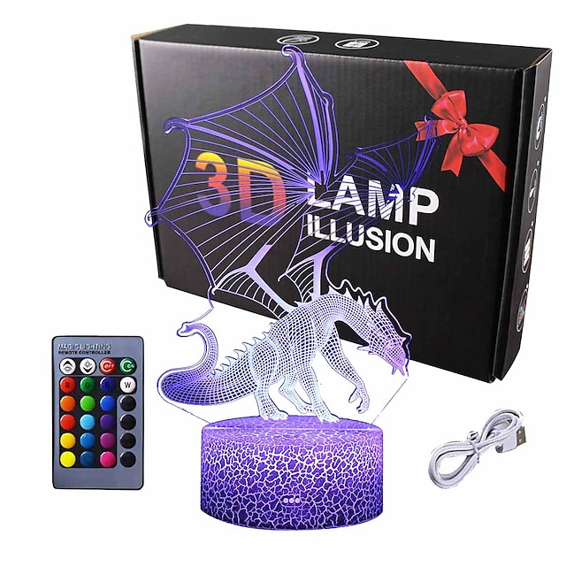  Dinosaur Toys 3D Night Light for KidsTriceratops Illusion Lamp 16 Colors Changing Dimmable with Remote Control Cool Birthday Friendship Gift for Boys Baby Teen