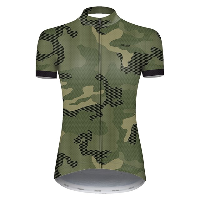  21Grams Women's Short Sleeve Cycling Jersey Summer Nylon Polyester Camouflage Patchwork Camo / Camouflage Bike Jersey Top Mountain Bike MTB Road Bike Cycling Ultraviolet Resistant Quick Dry Breathable