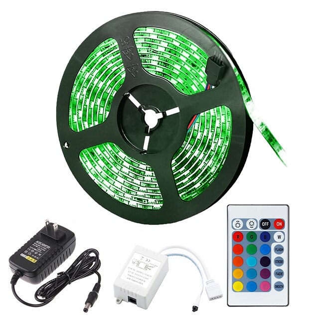  5m Ευέλικτες LED Φωτολωρίδες Σετ Φώτων Φωτολωρίδες RGB LEDs 5050 SMD 10mm RGB Τηλεχειριστήριο Μπορεί να κοπεί Με ροοστάτη 12 V / Συνδέσιμο / Αυτοκόλλητο / Αλλάζει Χρώμα