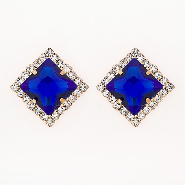  Damen Kubikzirkonia Ohrring Quadratisch Mini Stilvoll Luxus vergoldet Ohrringe Schmuck Blau Für Hochzeit Täglich 1 Paar