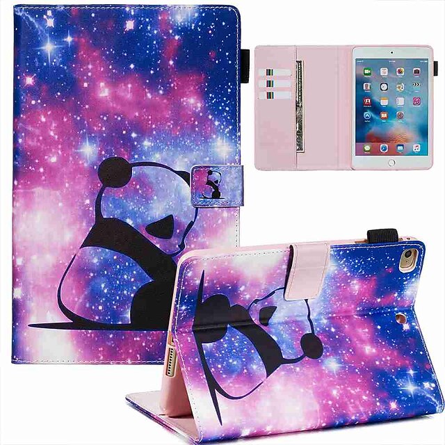  Phone Case For Apple Full Body Case iPad Mini 3/2/1 iPad Mini 4 iPad Mini 5 Wallet Card Holder with Stand Panda PU Leather TPU