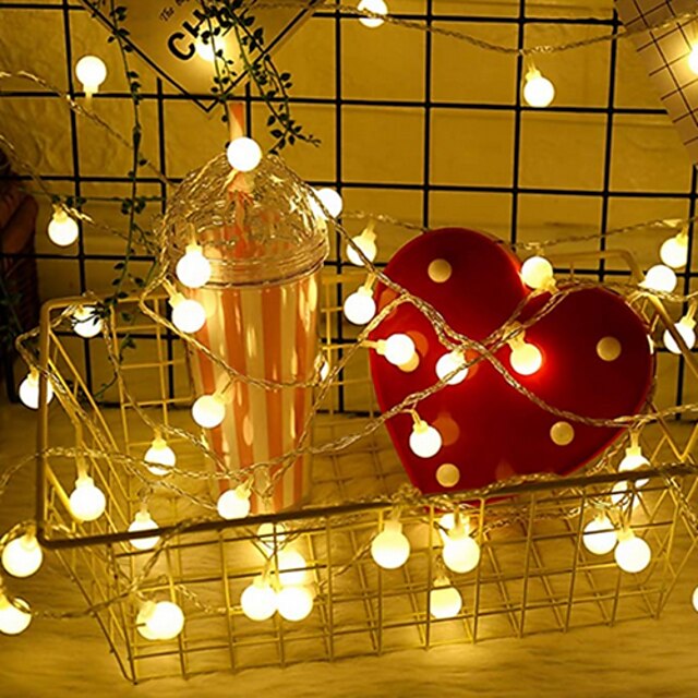 13ft / 4m 40 leds ball string lights 8 modes τηλεχειριστήριο αδιάβροχες μπαταρίες τροφοδοτημένες με φώτα νεράιδας για υπνοδωμάτιο πάρτι γάμου διακοσμητικό