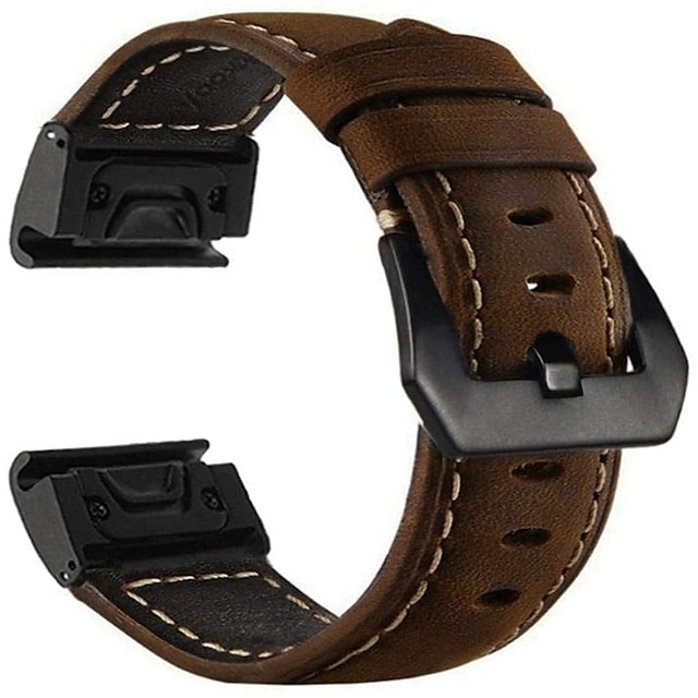  Watch Band for Garmin Fenix 7 7S 7X 6 Pro Instinct 2X Solar Forerunner 955 945 Epix Approach S62 Enduro Tactix Marq Descent G1 Quatix Genuine Leather Replacement  Strap Quick Fit 20 22 26mm Leather