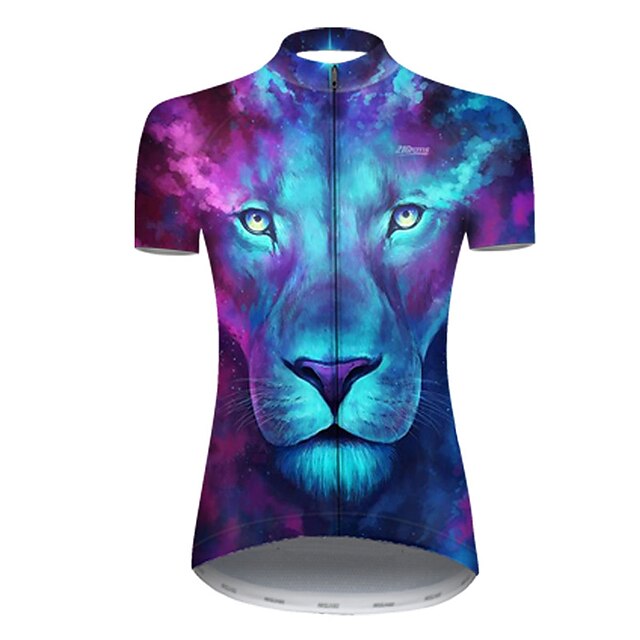  21Grams® Women's Short Sleeve Cycling Jersey Summer Nylon Polyester Blue Gradient Lion Funny Bike Jersey Top Mountain Bike MTB Road Bike Cycling Breathable Ultraviolet Resistant Quick Dry Sports