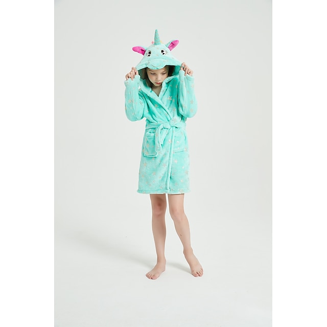 Toys & Hobbies Cosplay & Costumes | Kids Kigurumi Pajamas Bathrobe Unicorn Flying Horse Onesie Pajamas Flannel Fabric Green Cosp