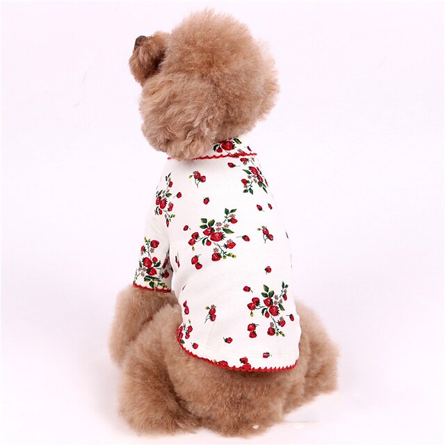  Dog Shirt / T-Shirt Pajamas Flower Casual / Sporty Cute Party Casual / Daily Dog Clothes Puppy Clothes Dog Outfits Warm White Pink Costume for Girl and Boy Dog Cotton XXXS XXS XS S M L