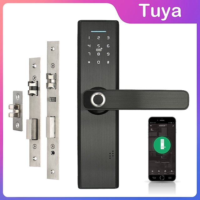  Wifi Electronic Door Lock With Mobile Phone Tuya APP Fingerprint 13.56mhz IC Card Password Unlock Keyless Intelligent Lock