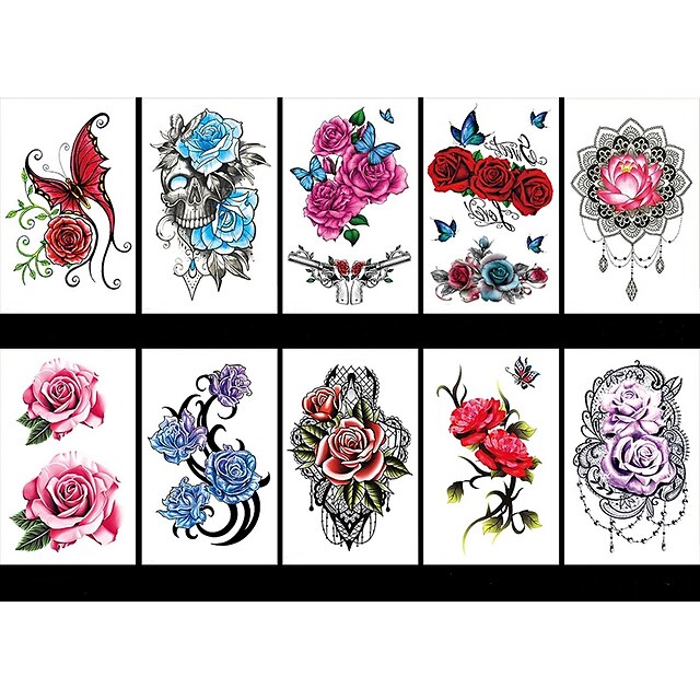  LITBest 6 Sheets Randomly Temporary Tattoos Flower Temporary Tattoos for Women Teens Girls, Tiny Temporary Tattoo Adult Waterproof Body Art Sticker TBS8190-TBS8198
