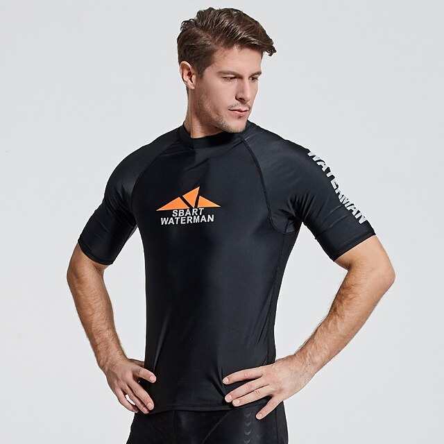 Sports & Outdoors Surfing, Diving & Snorkeling | SBART Mens Rash Guard UV Sun Protection Breathable Quick Dry Short Sleeve Sun S