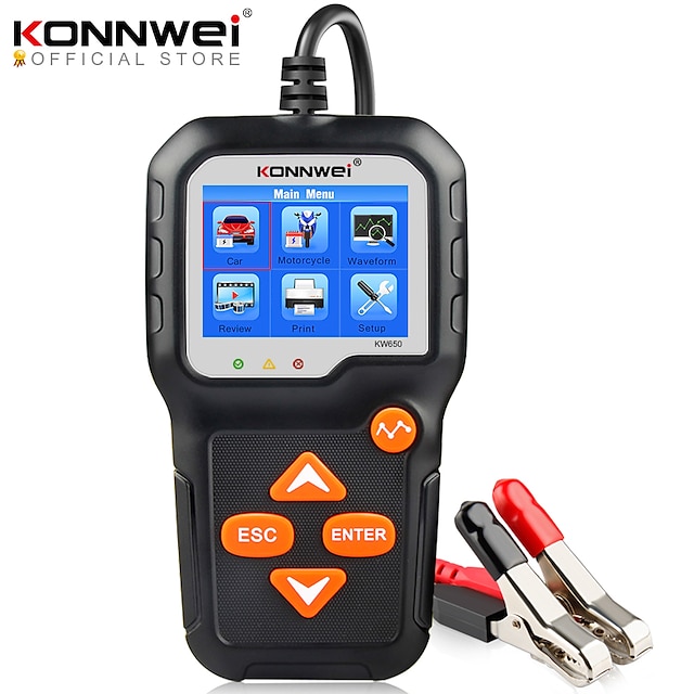  KONNWEI KW650 Battery Tester 12V 6V Car Motorcycle Battery System Analyzer 2000CCA Charging Cranking Test Tools for the Car