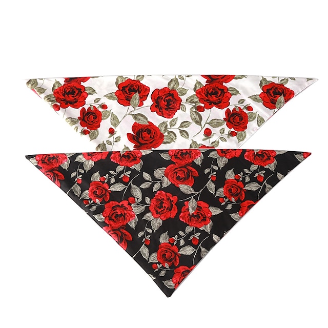 Dog Cat Bandanas & Hats Dog Bandana Dog Bibs Scarf Flower Party Cute Party Wedding Dog Clothes Puppy Clothes Dog Outfits Adjustable White Black Costume for Girl and Boy Dog Cotton