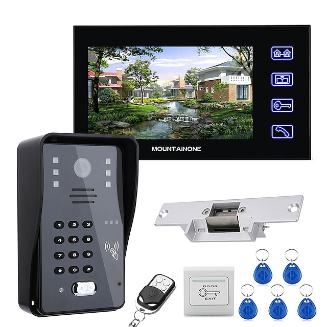  7 Lcd Video Door Phone Intercom System RFID Door Access Control Kit Outdoor Camera Electric Strike LockWireless Remote Control