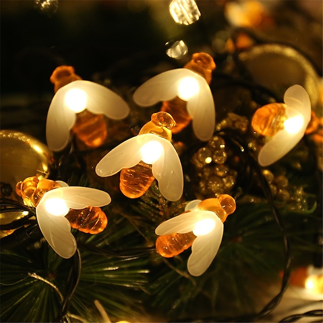  albină solară led lumină șir de lumină solară în aer liber 6.5m 30led lumini de șir de zână lumini de șir în aer liber 8 funcții în aer liber impermeabil pentru nuntă grădină gazon decor de Crăciun