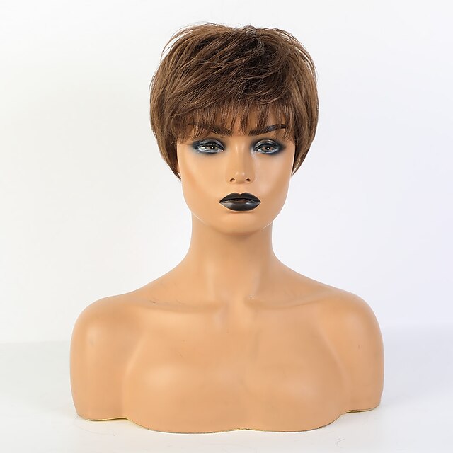 Remy Human Hair Wig Short Straight Natural Straight Bob Pixie Cut Side ...