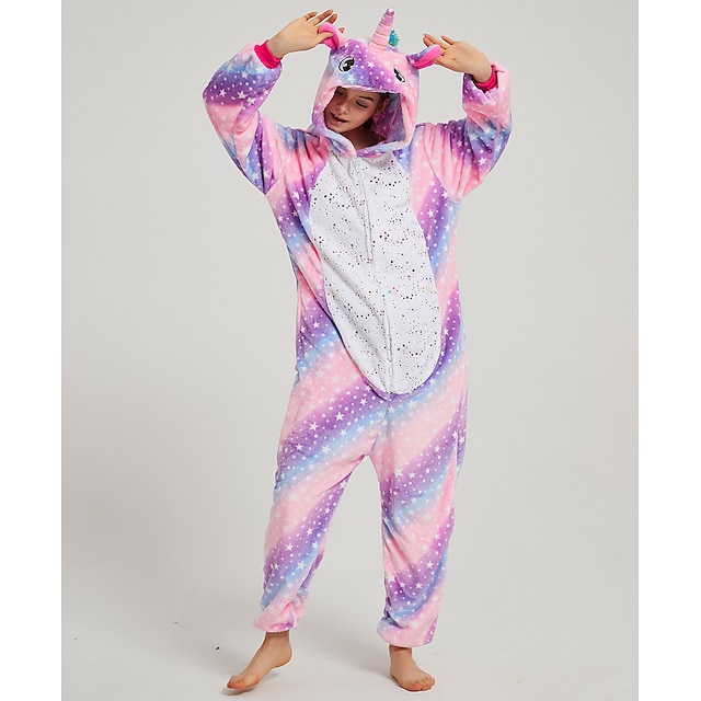  Vuxna Kigurumi-pyjamas Nattkläder Kamouflage Enhörning Pegasus Tryck Onesie-pyjamas Flanelltyg Cosplay För Herr och Dam Jul Pyjamas med djur Tecknad serie