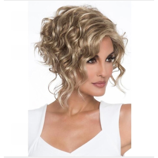  Synthetic Wig Curly Afro Curly Afro Lace Front Wig Short Brown Blonde Synthetic Hair Women's Highlighted / Balayage Hair Black