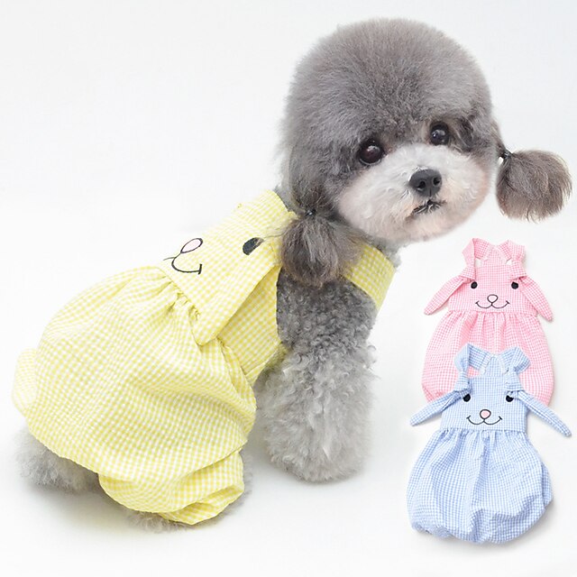  Dog Dress Pajamas Plaid / Check Casual / Sporty Cute Party Casual / Daily Dog Clothes Puppy Clothes Dog Outfits Breathable Yellow Blue Pink Costume for Girl and Boy Dog Cotton S M L XL XXL