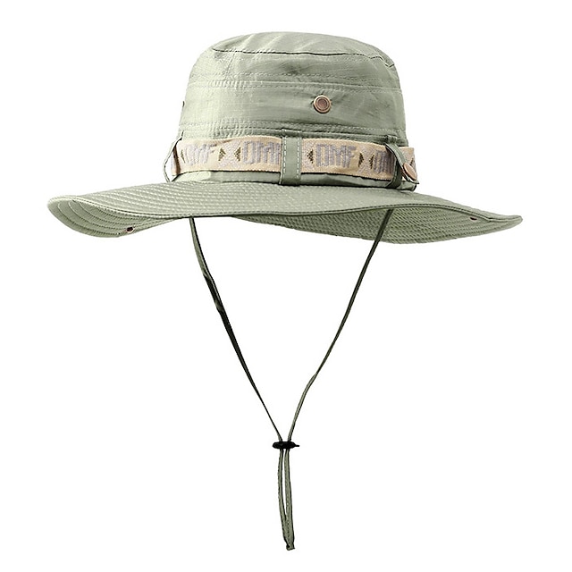  Fishing Sun Boonie Hat Waterproof Summer UV Protection Cap Outdoor Hunting Hat Outdoor Windproof Sunscreen UV Resistant Breathable Solid Color Nylon Dark Green Khaki Green for Camping Hiking Hunting
