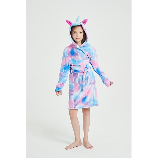 Toys & Hobbies Cosplay & Costumes | Kids Kigurumi Pajamas Bathrobe Unicorn Flying Horse Onesie Pajamas Flannel Fabric Blue Cospl