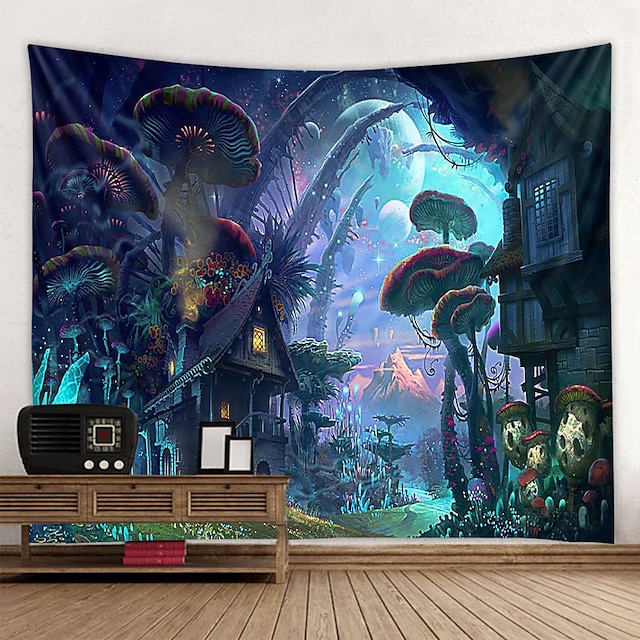 Home & Garden Home Decor | Magic series mushroom world pattern tapestries hang cloth decorative cloth cloth in the background. 1