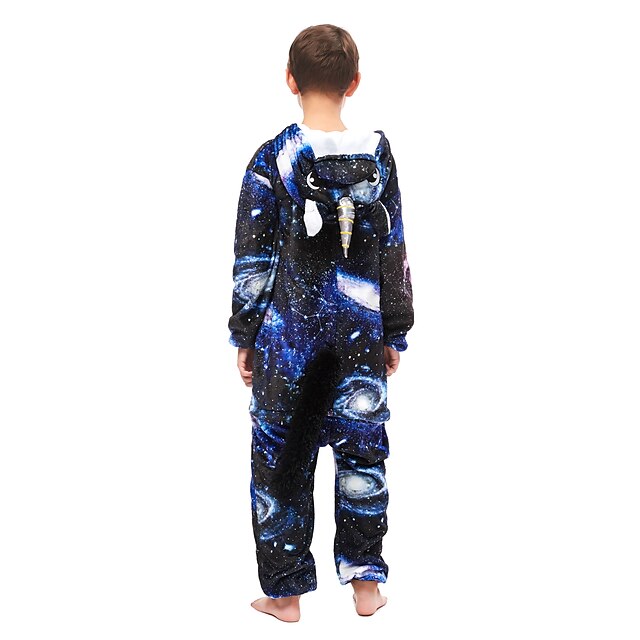 Toys & Hobbies Cosplay & Costumes | Kids Kigurumi Pajamas Unicorn Flying Horse Onesie Pajamas Flannel Fabric Ink Blue Cosplay Fo