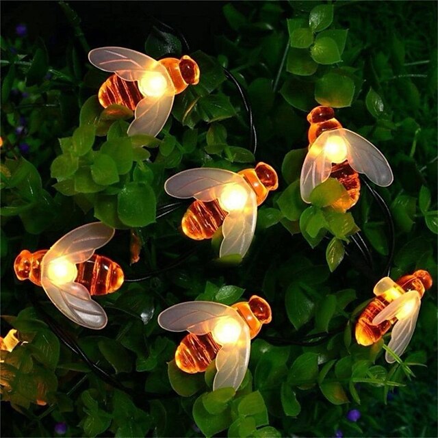  Outdoor Solar String Light 12M 100LED Solar Bee LED Fairy String Lights Outdoor String Lights 8 Function Outdoor Waterproof For Wedding Garden Lawn Christmas Decoration Solar Lamp Garden Light