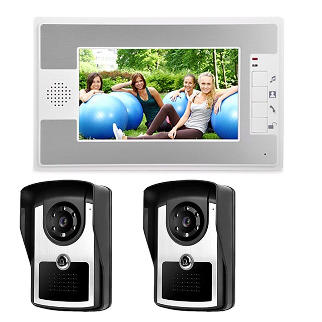  Wired 7 Inch Hands-free 800*480 Pixel Two To One Video Doorphone Intercom Infrared Night Vision Camera