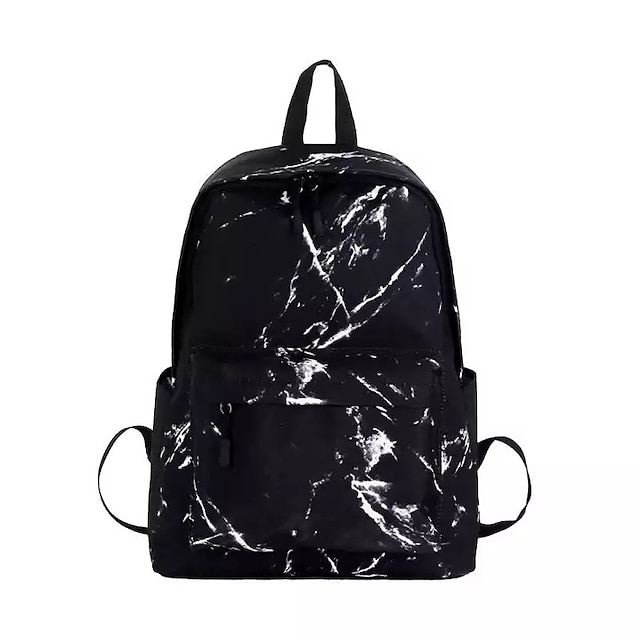  Unisex Backpack 2022 School Bag Rucksack Commuter Backpack Canvas Print Marble Large Capacity Zipper Casual Daily Black