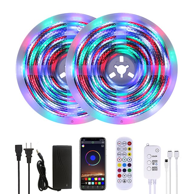  Bright 10M RGBW LED Strip Lights Waterproof Music Sync Smart LED Tiktok Lights 2340LEDs 2835 Color Changing with 24 keys Remote Bluetooth Controller for Home Bedroom TV Back Lights DIY Deco