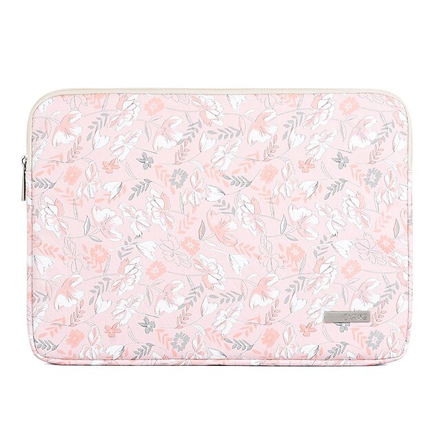  11.6 Inch Laptop / 12 Inch Laptop / 13.3 Inch / 14 Inch / 15.6 Inch Laptop Sleeve PU Leather Pink Floral Print / Printing for Women Waterpoof Shock Proof