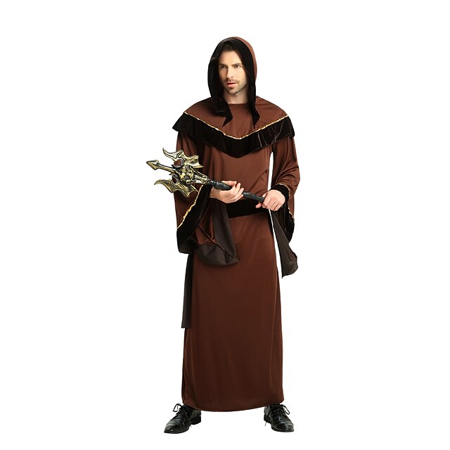  Wizard Cape Pants Cosplay Costume Cloak Adults' Men's Christmas Halloween Carnival Festival / Holiday Dark Brown Men's Easy Carnival Costumes Fashion / Top / Top