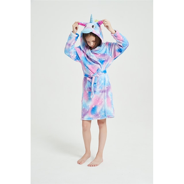 Toys & Hobbies Cosplay & Costumes | Kids Kigurumi Pajamas Bathrobe Unicorn Flying Horse Onesie Pajamas Flannel Fabric Blue Cospl