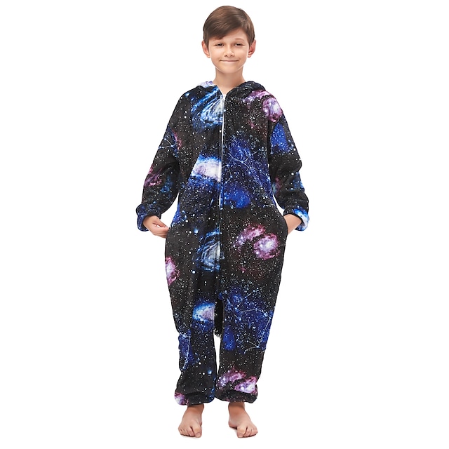 Toys & Hobbies Cosplay & Costumes | Kids Kigurumi Pajamas Unicorn Flying Horse Onesie Pajamas Flannel Fabric Ink Blue Cosplay Fo