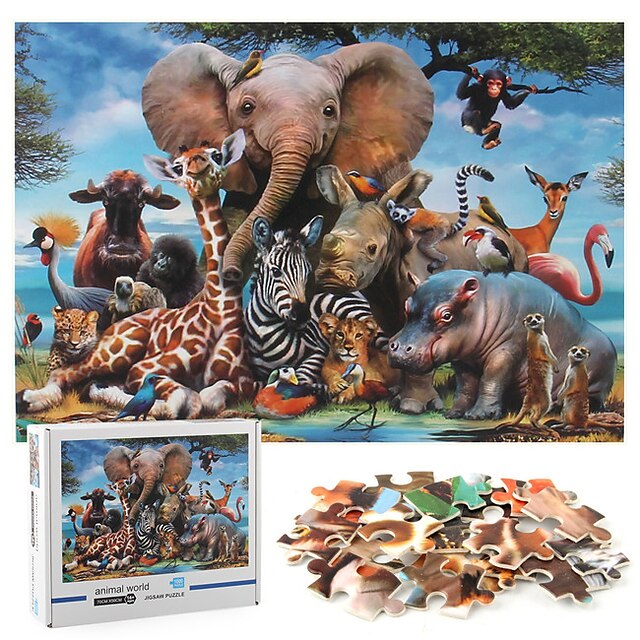  1000 pcs Séries Animal Tema Flores Elefante Pássaro Quebra-Cabeça Adult Puzzle Jumbo Papel Adulto Crianças Brinquedos Dom