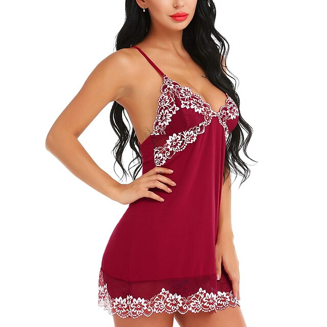 Womens Clothing Womens Sleep & Lounge | Womens Gift Pajamas Nightgown Sets Home Party Daily Criss Cross Mesh Lace Jacquard Embro