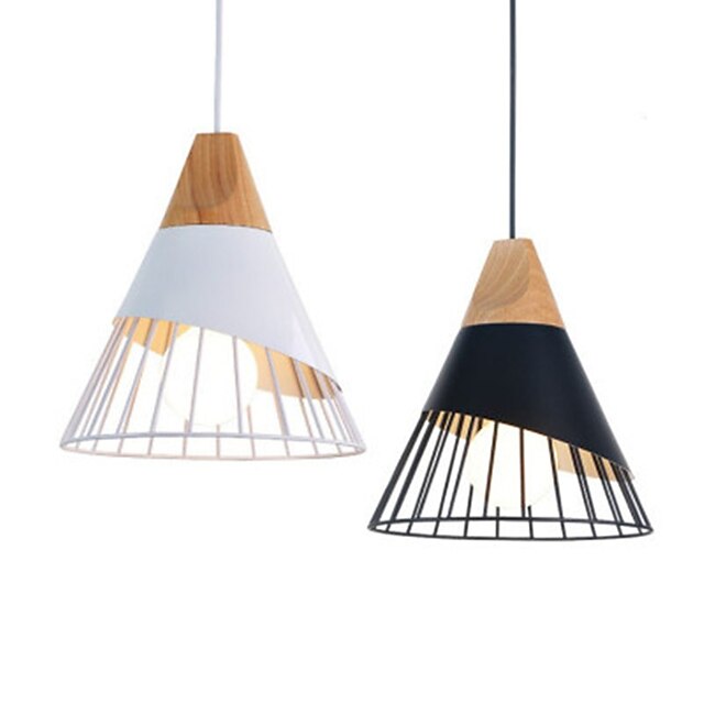 Lights & Lighting Pendant Lights | Modern Dining Room Living Room Study Solid Wood Conical Horn Wrought Iron Pendant Lamp - PB89