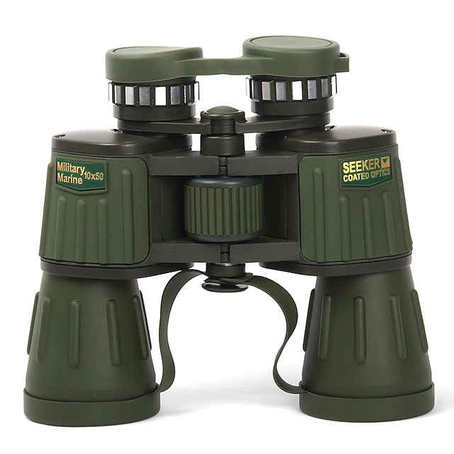  10 X 50 mm Binoculars Telescopes Portable Night Vision in Low Light High Definition Military 115/1000 m Fully Coated BAK4 Hunting Fishing Military Aluminium Alloy