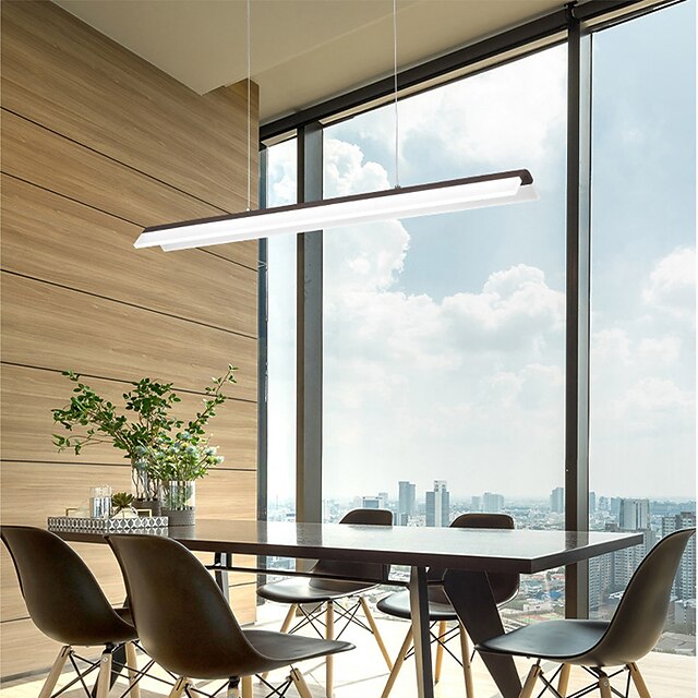 Lights & Lighting Pendant Lights | LED Linear Pendant Light Modern Black Gold 100cm Office Dining Room Chandelier Painted Finish