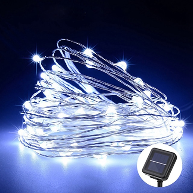  elegant bryllupsfestmottakelse 20m 200led solcellelamper med eventyrlys - kobbertråd utendørs hage, terrassedekorasjon med 8 moduser vanntett for bursdag og ferie