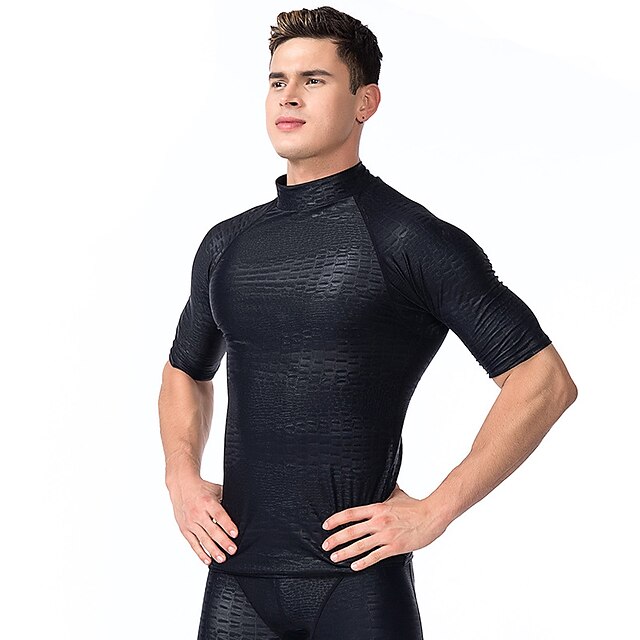  Men's Rash Guard Top Swimming Surfing Water Sports Solid Colored Spring Summer