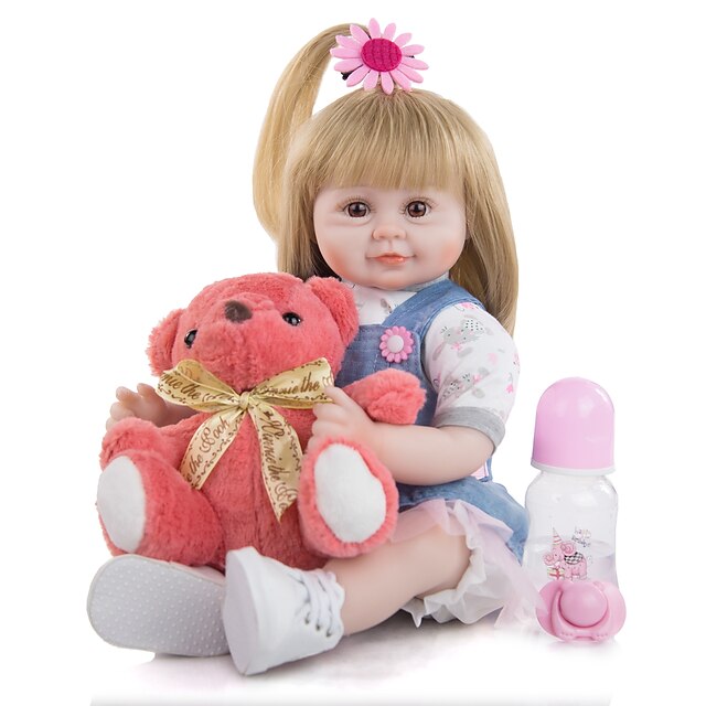  KEIUMI 18 inch Reborn Doll Baby & Toddler Toy Reborn Toddler Doll Baby Girl Gift Cute Lovely Parent-Child Interaction Tipped and Sealed Nails Half Silicone and Cloth Body with Clothes and Accessories
