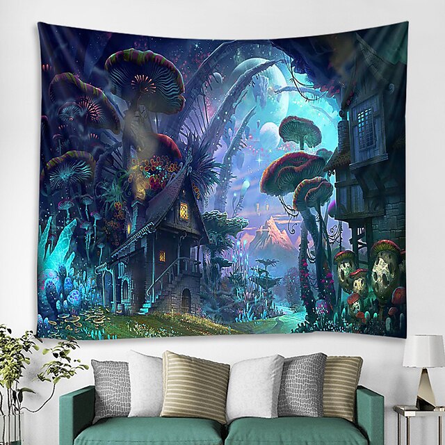 Home & Garden Home Decor | Magic series mushroom world pattern tapestries hang cloth decorative cloth cloth in the background. 1