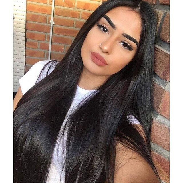  Synthetic Wig Straight Middle Part Wig Long Light Brown Dark Brown Natural Black #1B Synthetic Hair 28 inch Women's Middle Part Party Fashion Black / Daily Wear / Ombre Hair