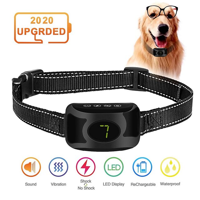 Anti Bark Collar Rechargeable Rainproof No Bark Training Collar Beep ...